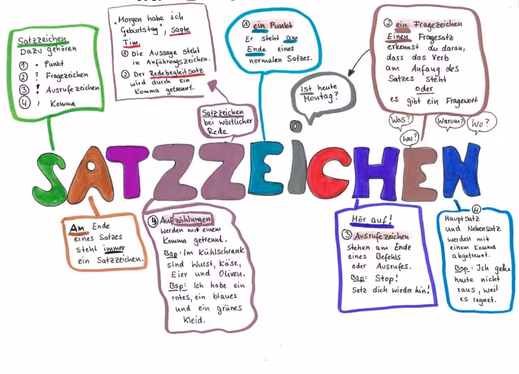KAWA-Beispiel Satzzeichen – Birkenbihl Lernmethode mit Wortassoziationen