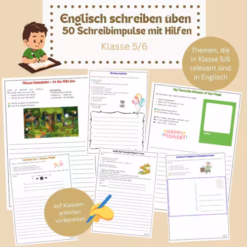 Englisch schreiben üben Klasse 5/6 – 50 Schreibimpulse mit Hilfen