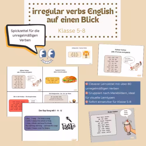 Spickzettel irregular verbs English